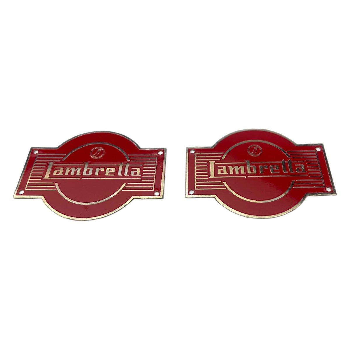 Lambretta LD 125 150 Side Panel Scoop Badges - Pair - Red