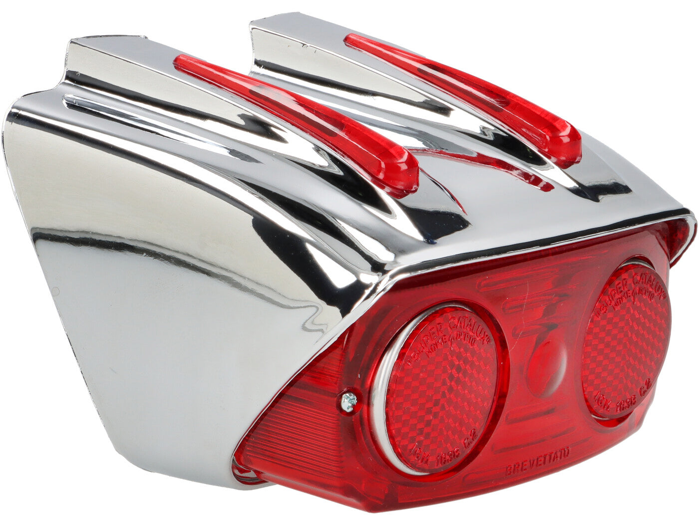 Lambretta Series 1-2 Li TV Catalux Rear Light Unit Red Lens - Chrome