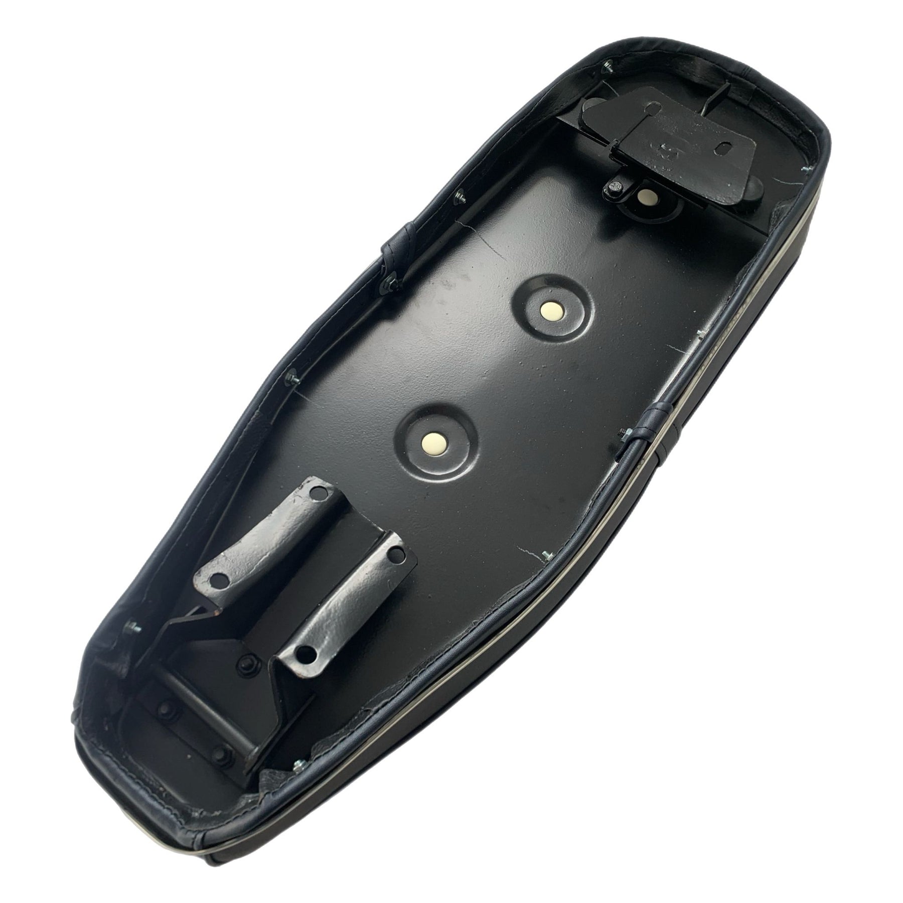 Lambretta Series 1 2 3 Li GP SX TV Pegasus Style Seat - Black with Stainless Trims