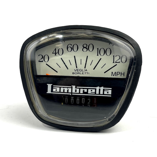 Lambretta Series 3 GP Li SX TV 120 mph Black Speedometer - Italian Fitment