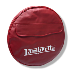 Lambretta 10" Spare Wheel Cover - Oxblood Red with White Logo & Pouch