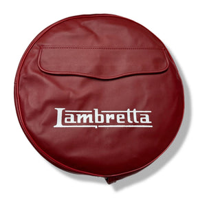 Lambretta 10" Spare Wheel Cover - Oxblood Red with White Logo & Pouch