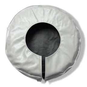 Lambretta 10" Spare Wheel Cover - White with Oxblood Red Logo