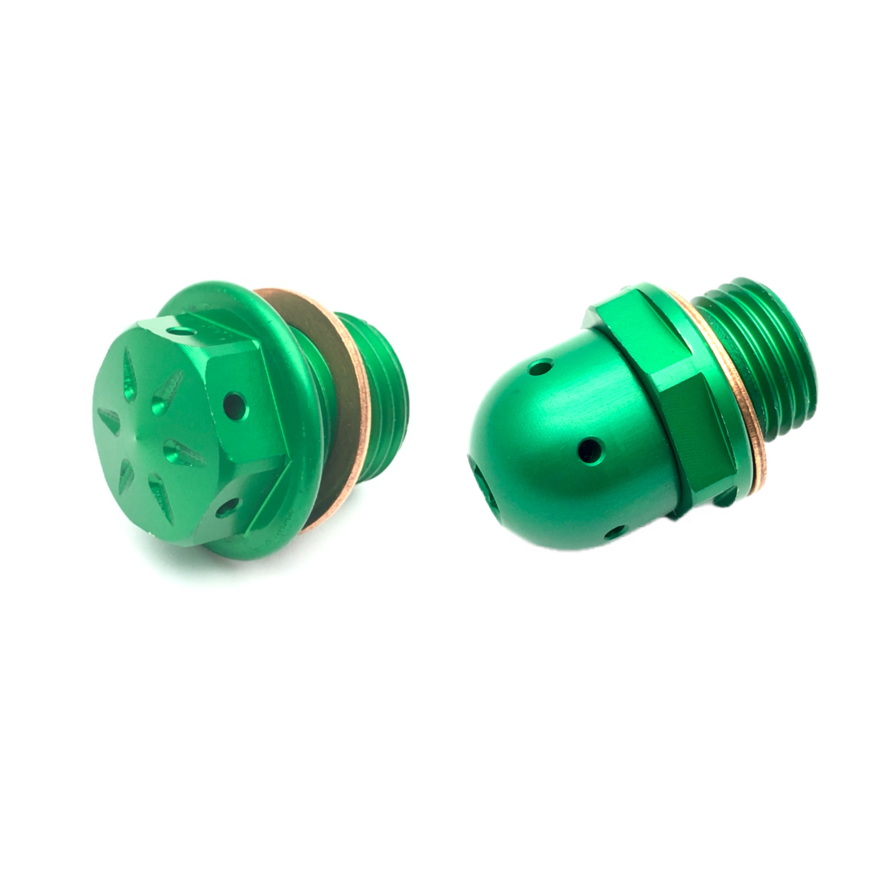 Lambretta S1-3 Li GP SX TV J Lui CNC Oil Drain & Oil Breather Plug Bundle - Green - Casa Performance