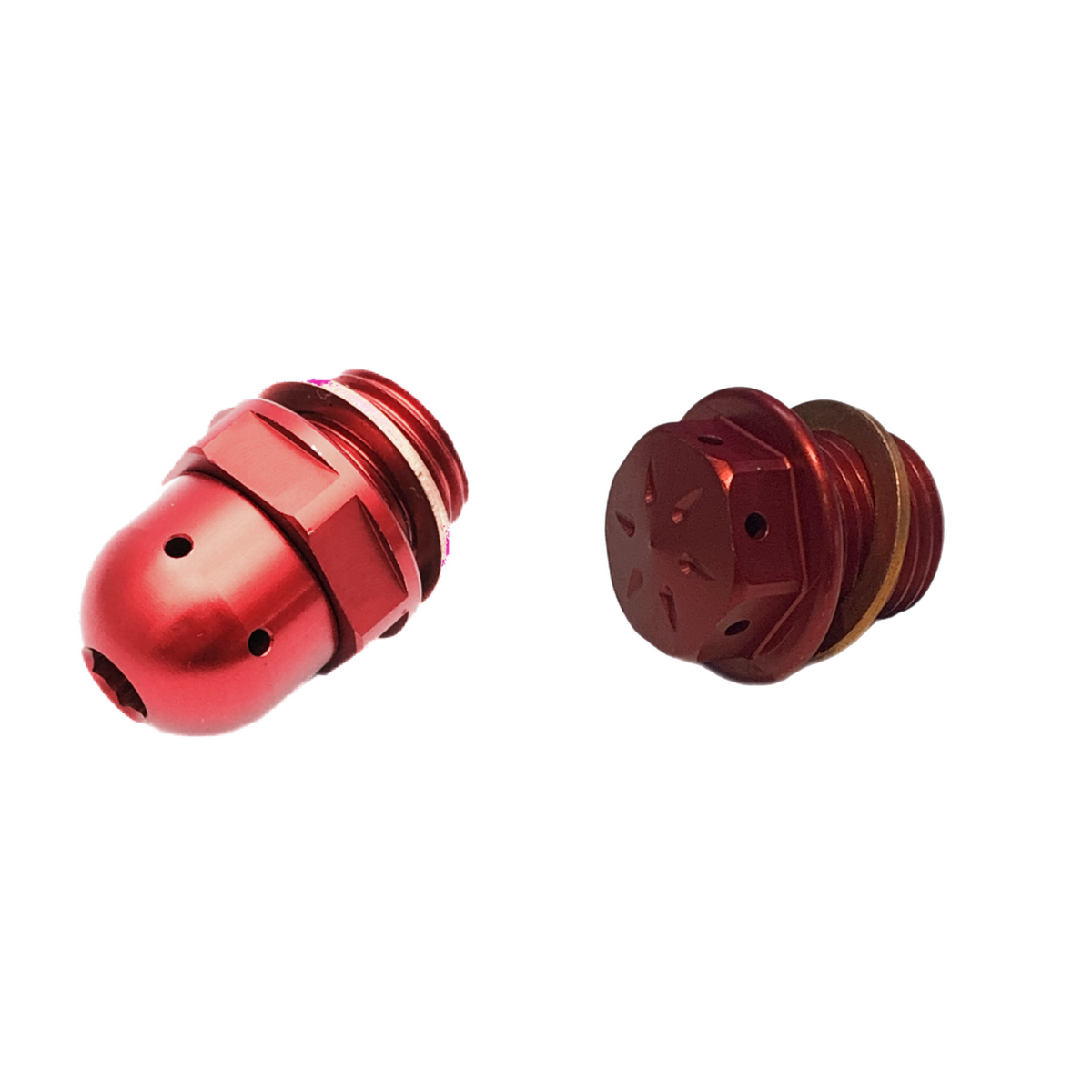 Lambretta S1-3 Li GP SX TV J Lui CNC Oil Drain & Oil Breather Plug Bundle - Red - Casa Performance