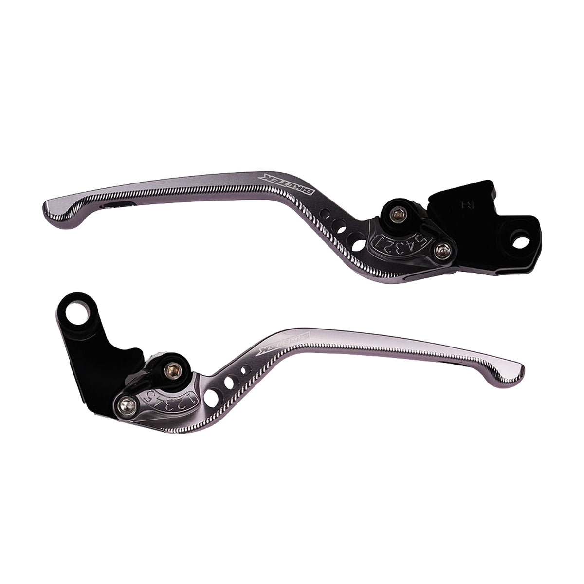 BikeTek Adjustable CNC Long Lever Set Titanium Black Adjuster 035