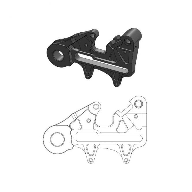 Moto-Master KTM/Husqvarna Oversize 240mm Disc Rear Caliper Adapter (Incl. Enduro Axle Adapter) - Black