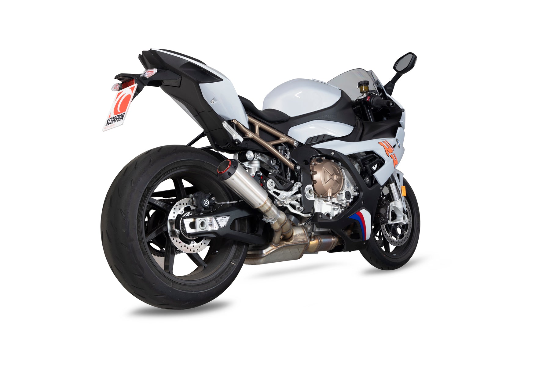 BMW S1000 RR (2019–2024) Scorpion Exhaust Red Power Slip-on - Brushed Stainless
