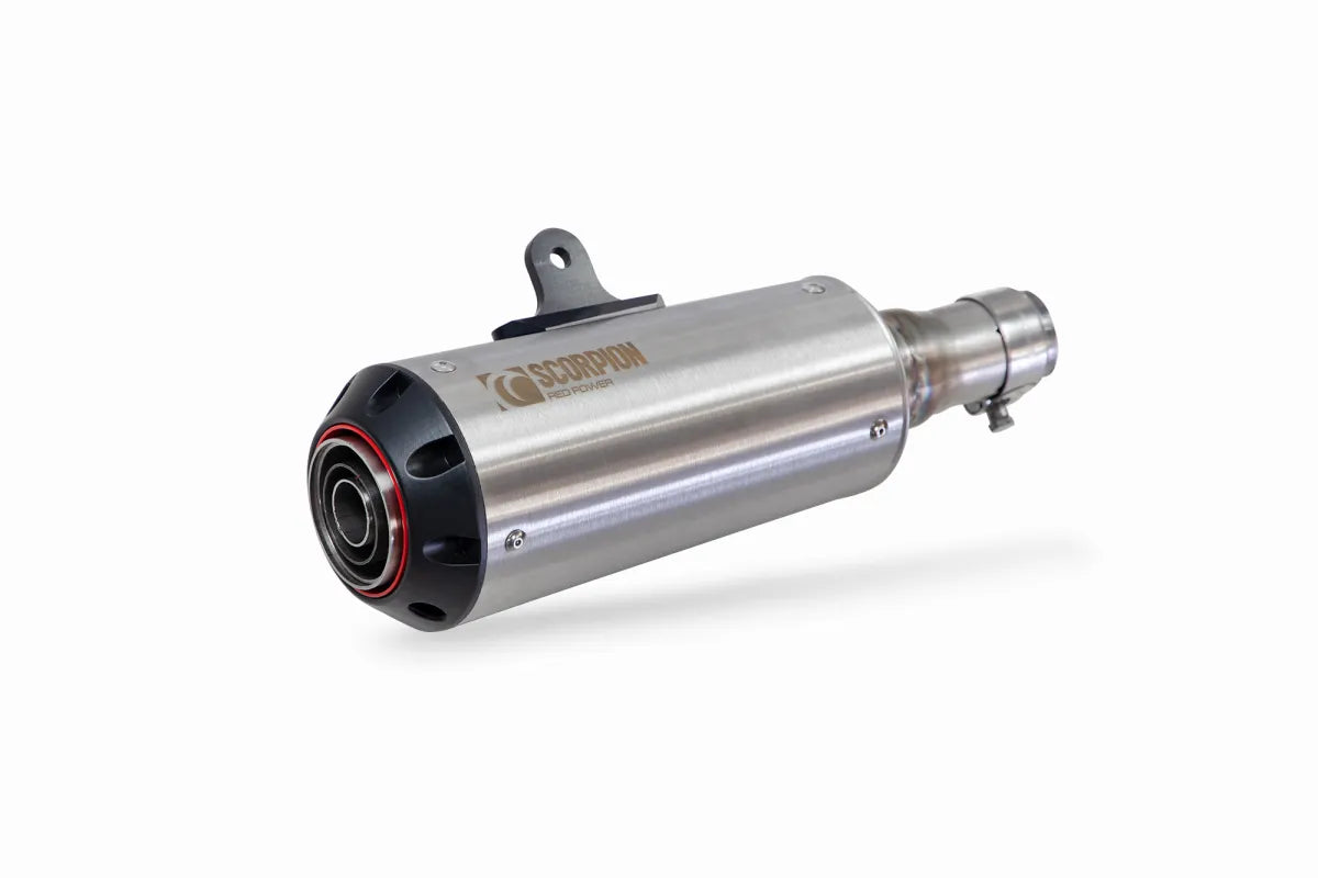 Bullit Hero 125 (2017-2026) SCORPION Exhaust Red Power Slip-on – Brushed Stainless Steel