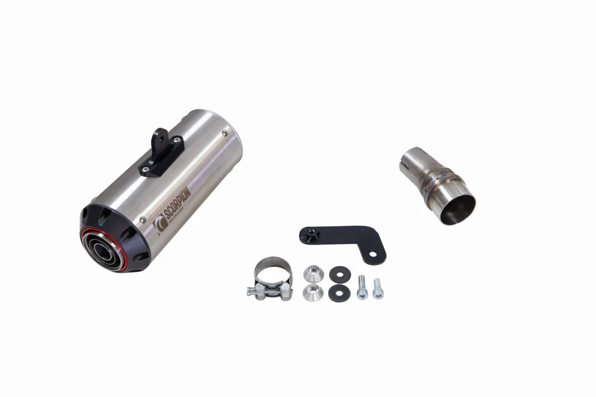 Bullit Hero 125 (2017-2026) SCORPION Exhaust Red Power Slip-on – Brushed Stainless Steel