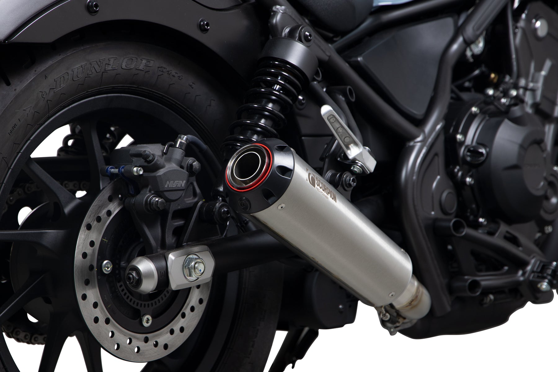 Honda CMX 500 Rebel (2017–2019) Scorpion Exhaust Red Power Slip-on - Brushed Stainless
