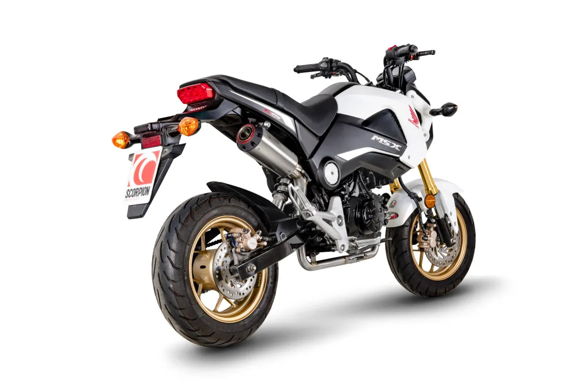 Honda MSX 125 Grom (2013-2015) SCORPION Exhaust Red Power Full System – Brushed Stainless Steel