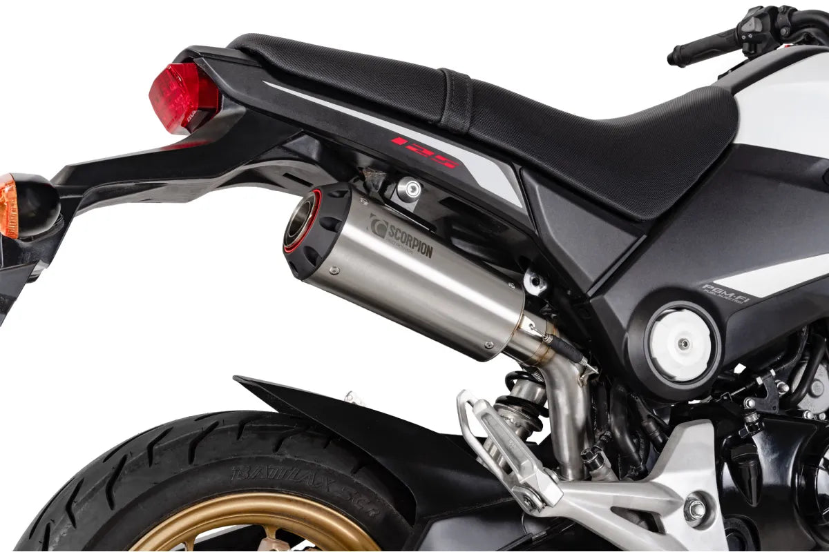 Honda MSX 125 Grom (2013-2015) SCORPION Exhaust Red Power Full System – Brushed Stainless Steel