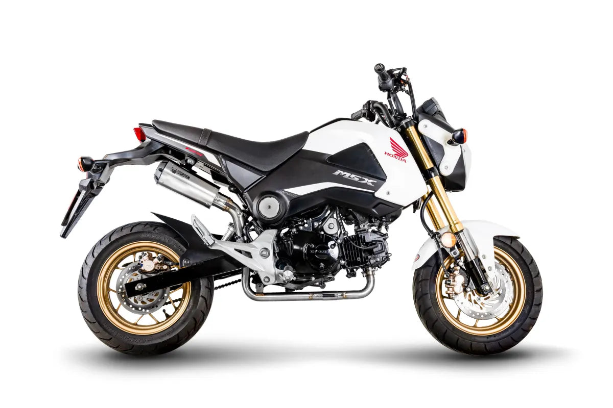 Honda MSX 125 Grom (2013-2015) SCORPION Exhaust Red Power Full System – Brushed Stainless Steel