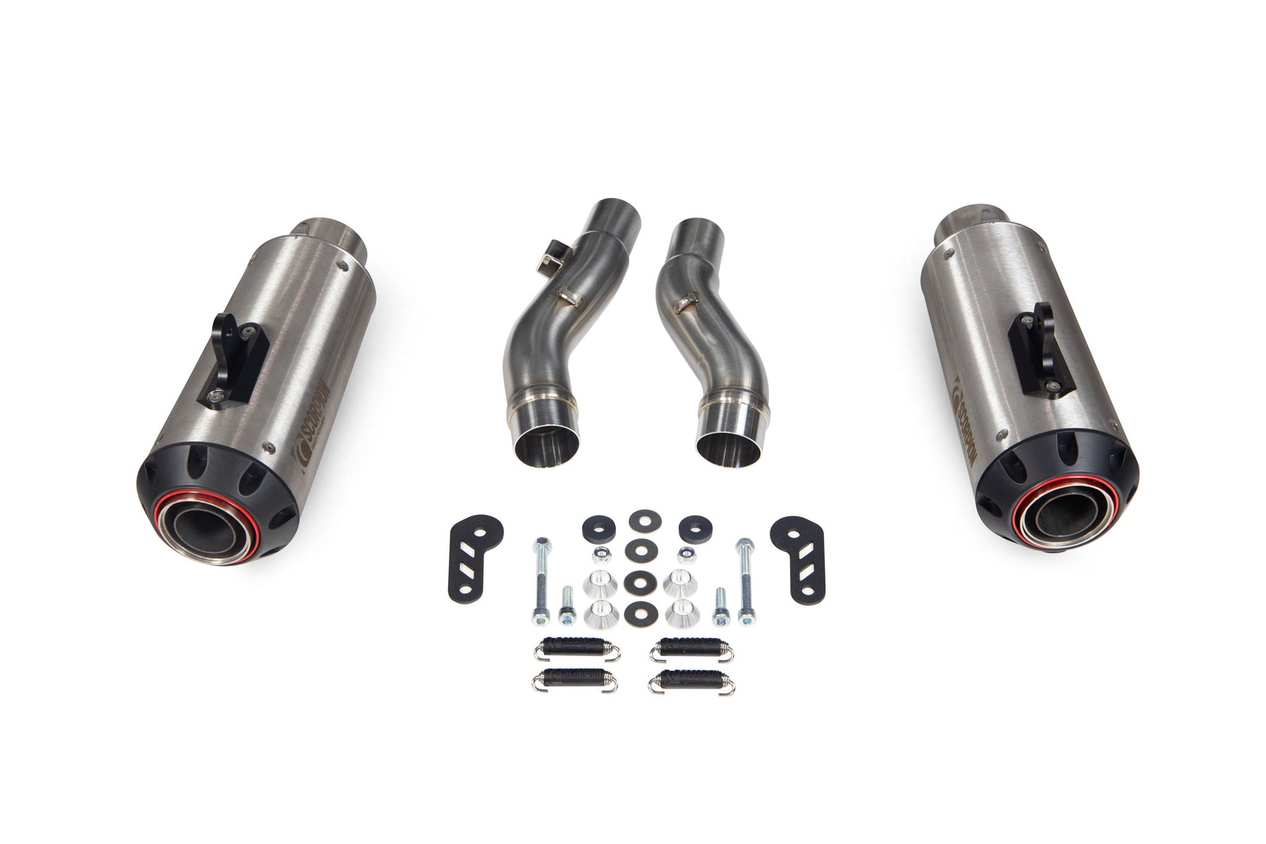 Kawasaki Z 1000 SX (2017–2019) Scorpion Exhaust Red Power Slip-on Pair - Brushed Stainless