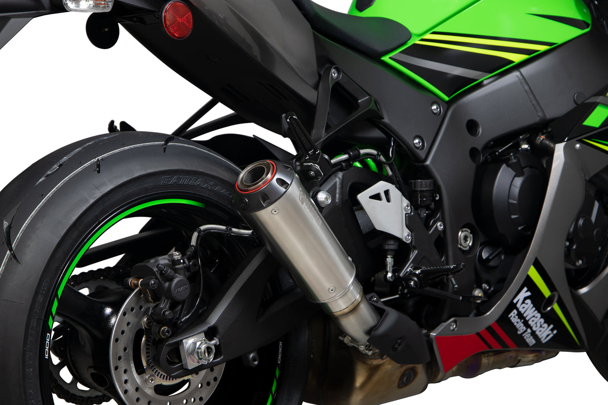 Kawasaki Ninja ZX-10R / ZX-10RR SE (2016–2020) Scorpion Exhaust Red Power Slip-on - Brushed Stainless