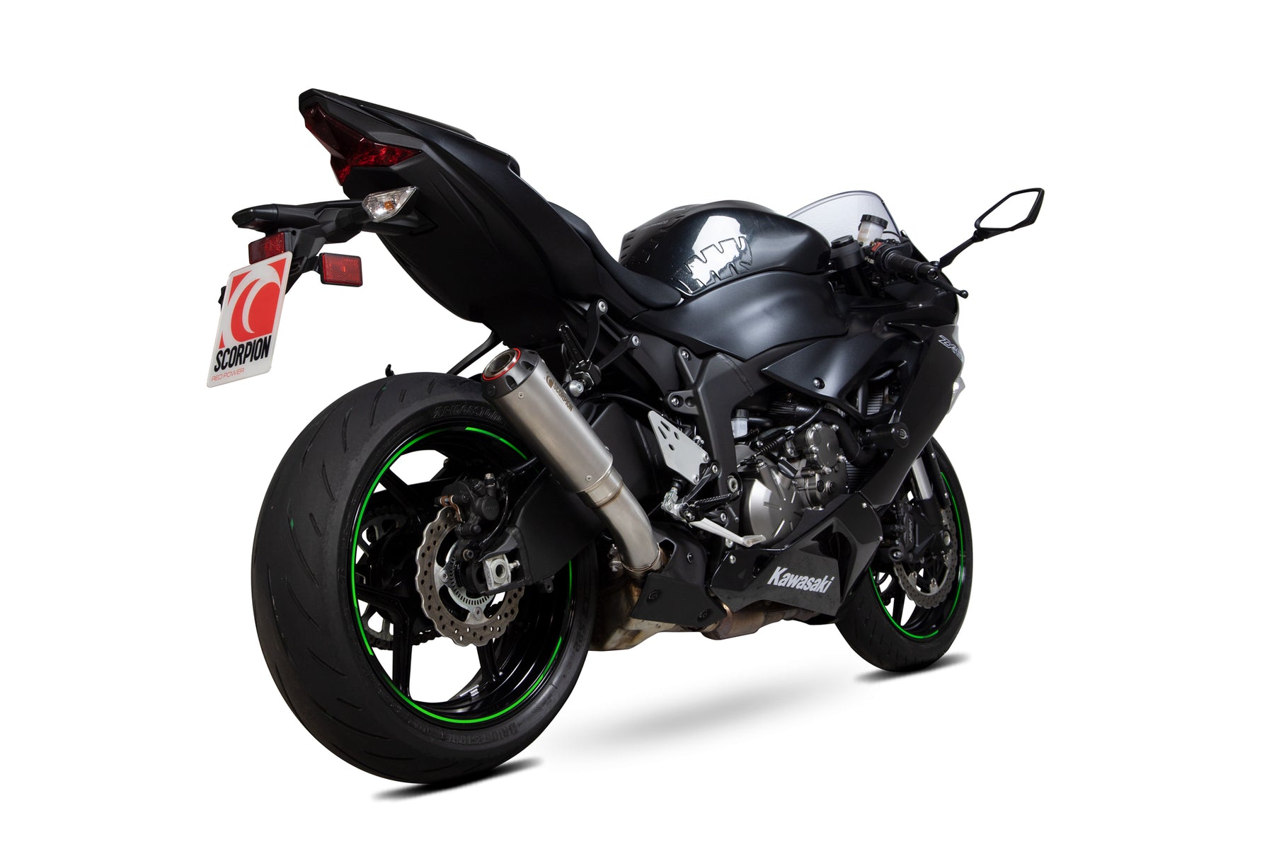 Kawasaki Ninja ZX-6R 636 (2019–2021) Scorpion Exhaust Red Power Slip-on - Brushed Stainless