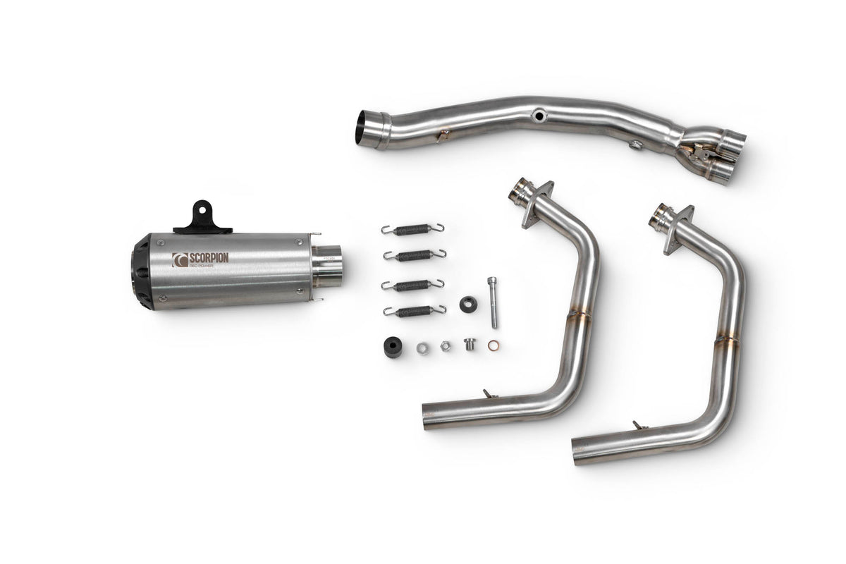 Kawasaki Ninja 400/250 (2018–2024) Scorpion Exhaust Red Power Race System - Brushed Stainless