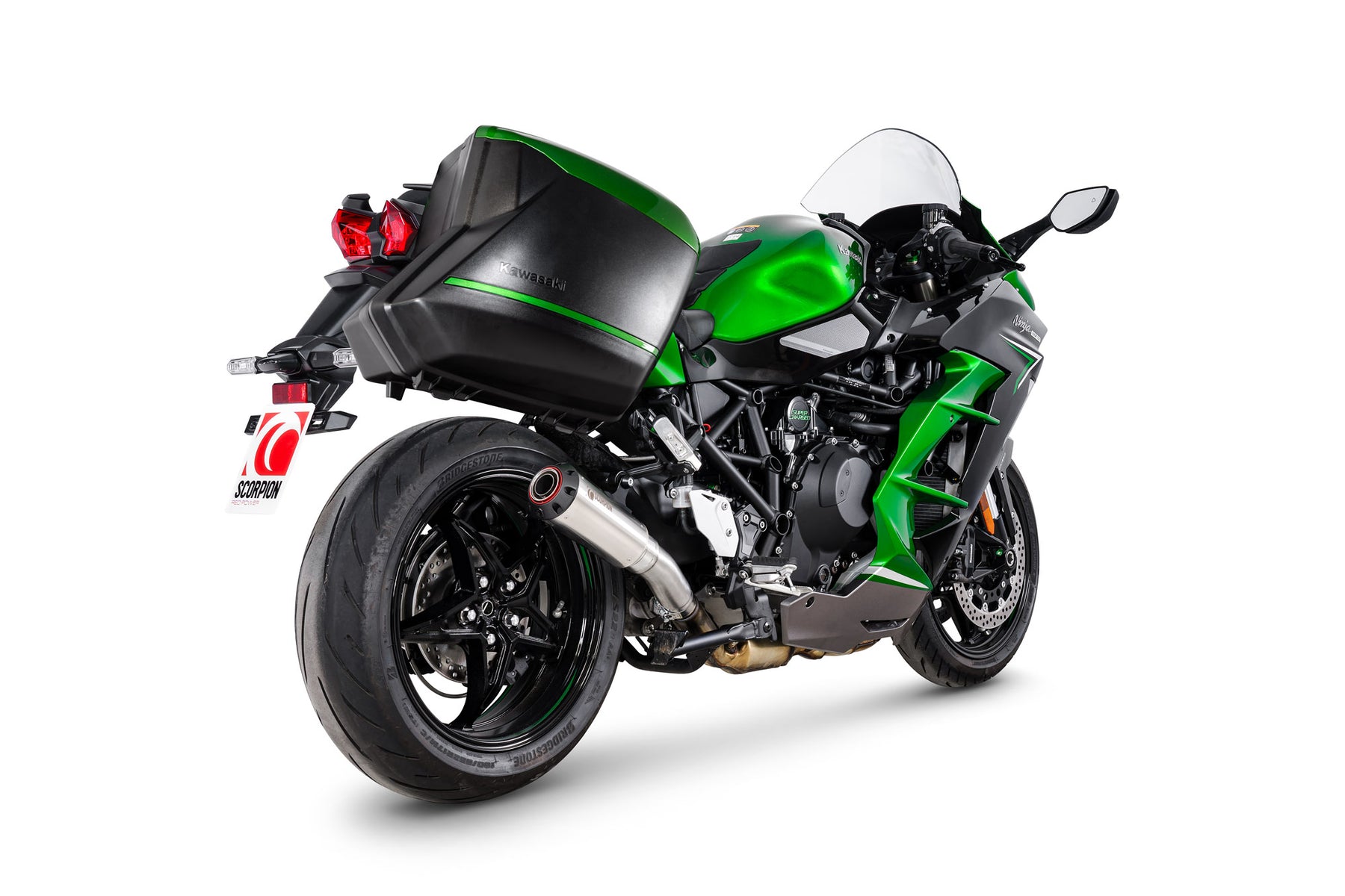 Kawasaki Ninja H2 SX (2022–2025) Scorpion Exhaust Red Power Slip-on - Brushed Stainless