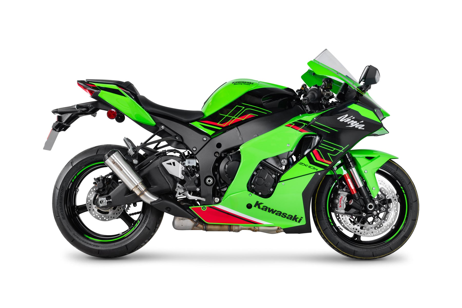 Kawasaki Ninja ZX-10R (2021–2025) Scorpion Exhaust Red Power Slip-on - Brushed Stainless