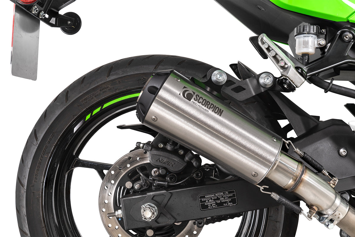 Kawasaki Ninja 500 Euro 5 (2024–2025) Scorpion Exhaust Red Power Slip-on - Brushed Stainless