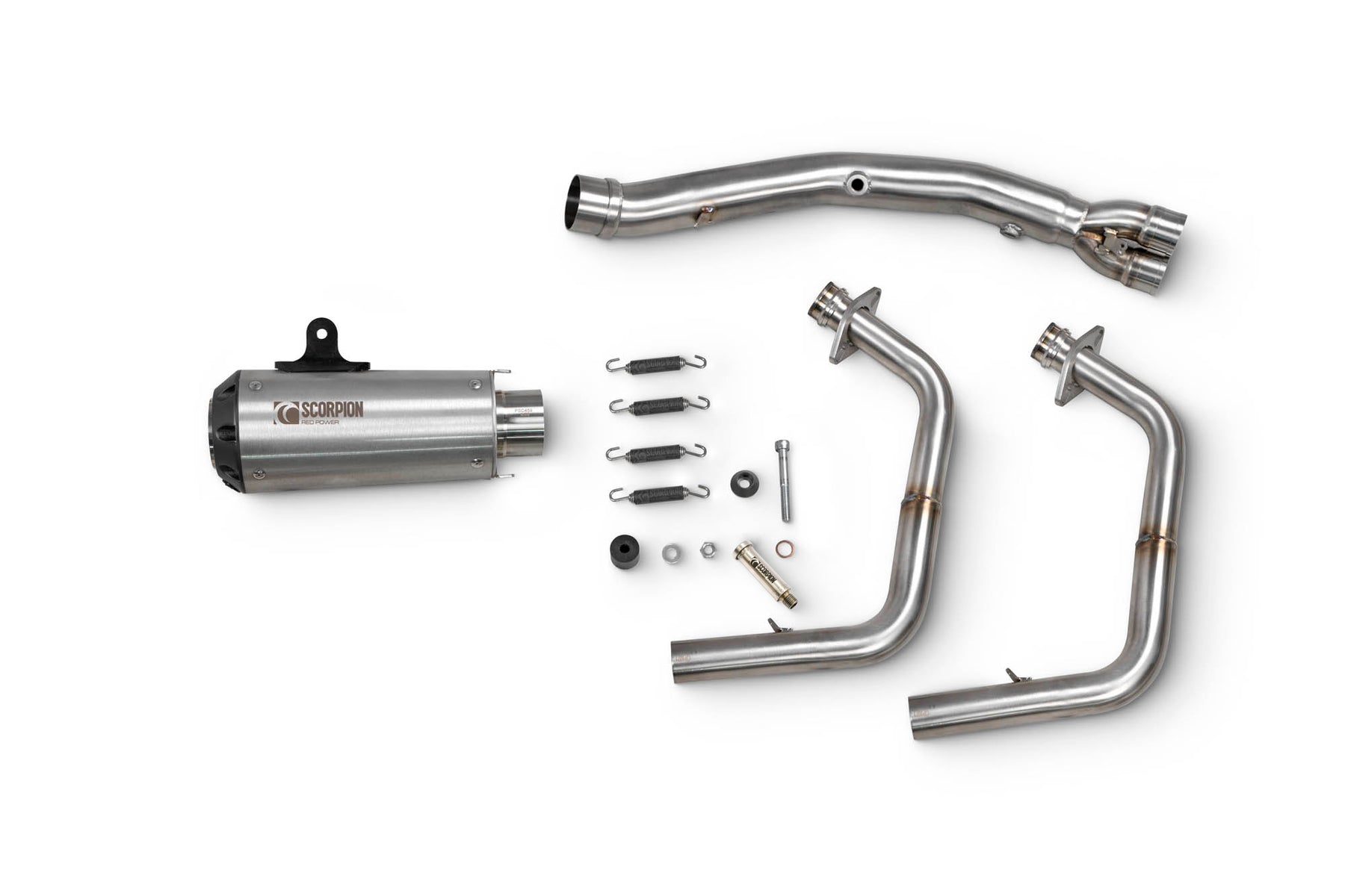 Kawasaki Ninja 500 Euro 5 (2024–2025) Scorpion Exhaust Red Power Race System - Brushed Stainless