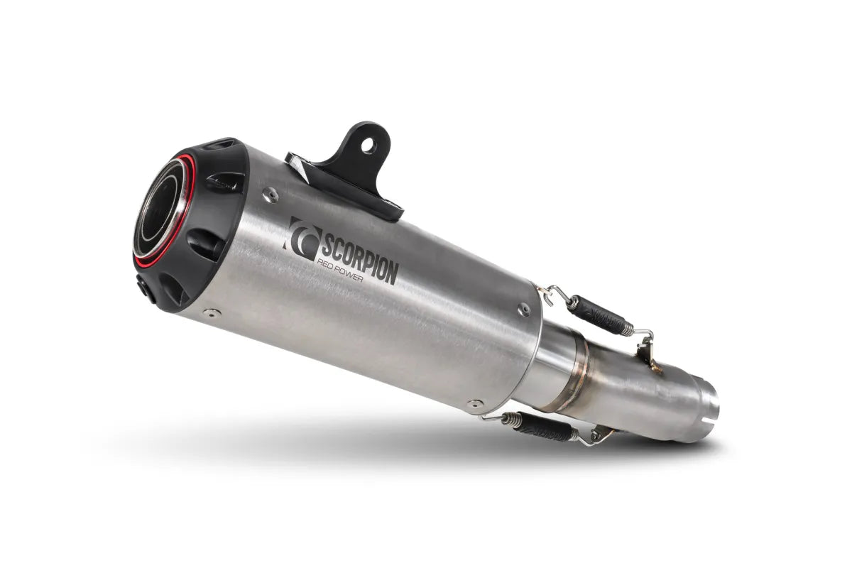 Kawasaki Ninja 7 Hybrid / Z7 Hybrid (2024-2026) SCORPION Exhaust Red Power Slip-on – Brushed Stainless Steel