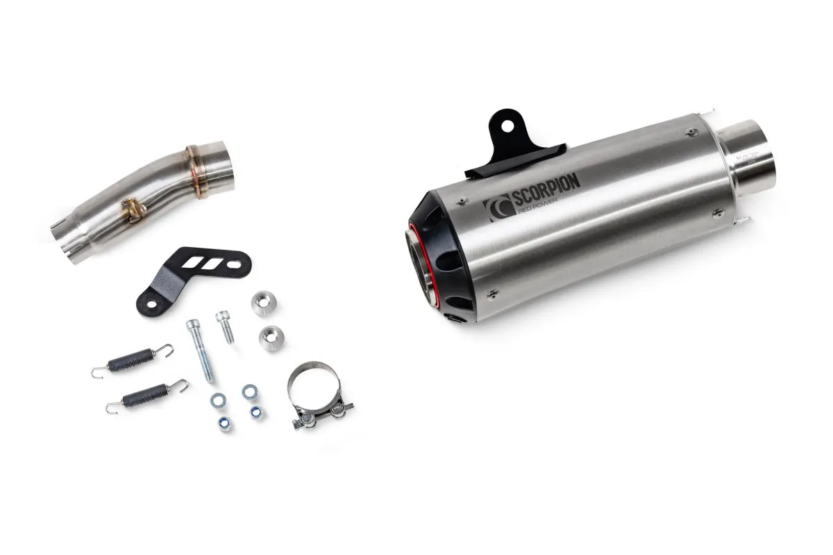 Kawasaki Ninja 7 Hybrid / Z7 Hybrid (2024-2026) SCORPION Exhaust Red Power Slip-on – Brushed Stainless Steel