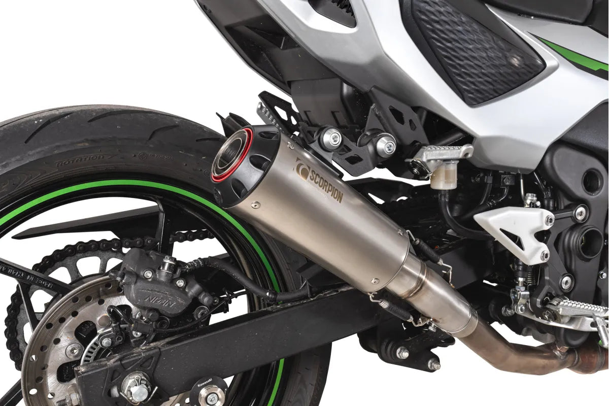 Kawasaki Ninja 7 Hybrid / Z7 Hybrid (2024-2026) SCORPION Exhaust Red Power Slip-on – Titanium
