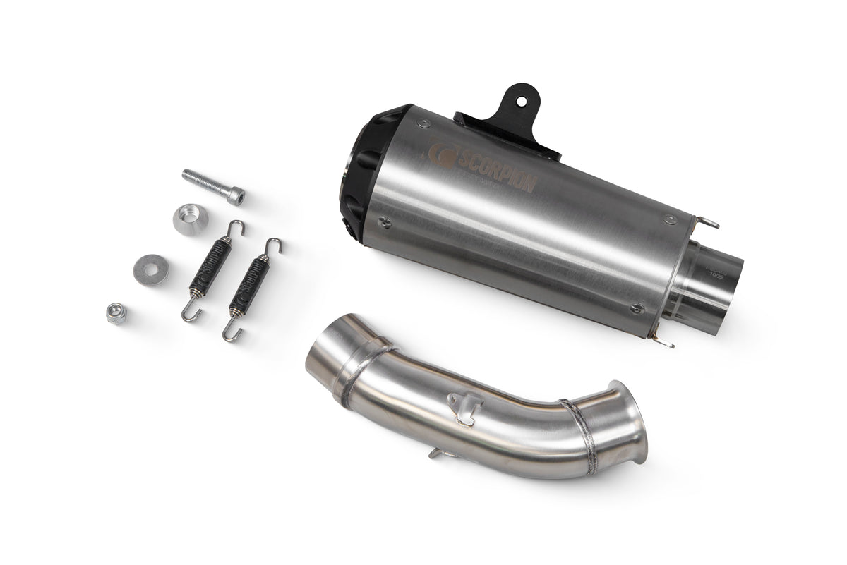 KTM Duke 390 (2017–2020) Scorpion Exhaust Red Power Slip-on - Brushed Stainless
