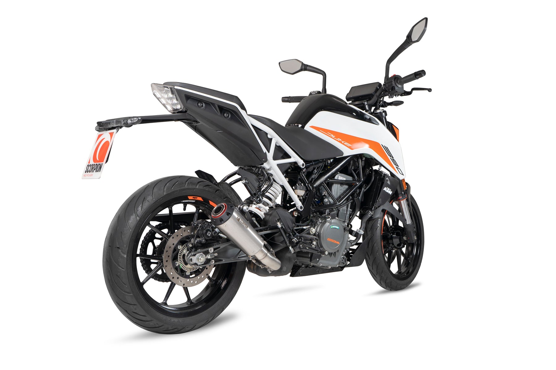 KTM Duke 390 (2021–2023) Scorpion Exhaust Red Power Slip-on - Brushed Stainless