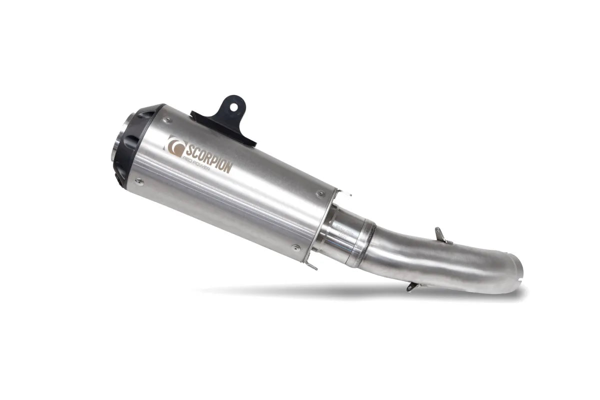 KTM 125 Duke, Euro 5 (2021-2023) SCORPION Exhaust Red Power Slip-on – Brushed Stainless Steel