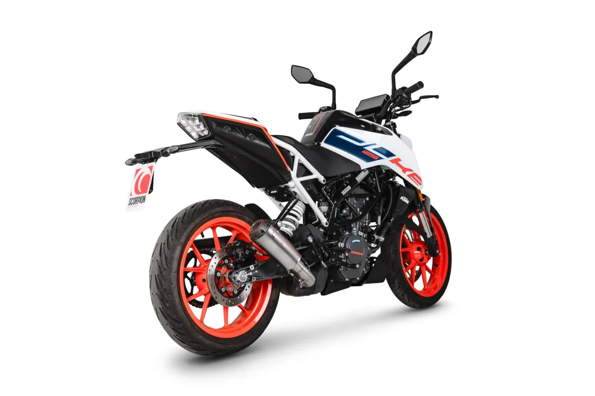 KTM 125 Duke, Euro 5 (2021-2023) SCORPION Exhaust Red Power Slip-on – Titanium