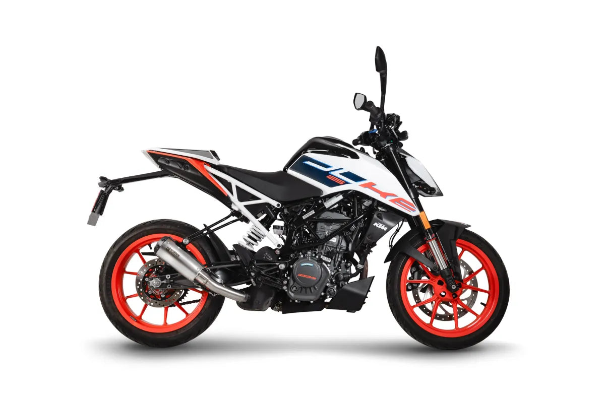 KTM 125 Duke, Euro 5 (2021-2023) SCORPION Exhaust Red Power Slip-on – Titanium