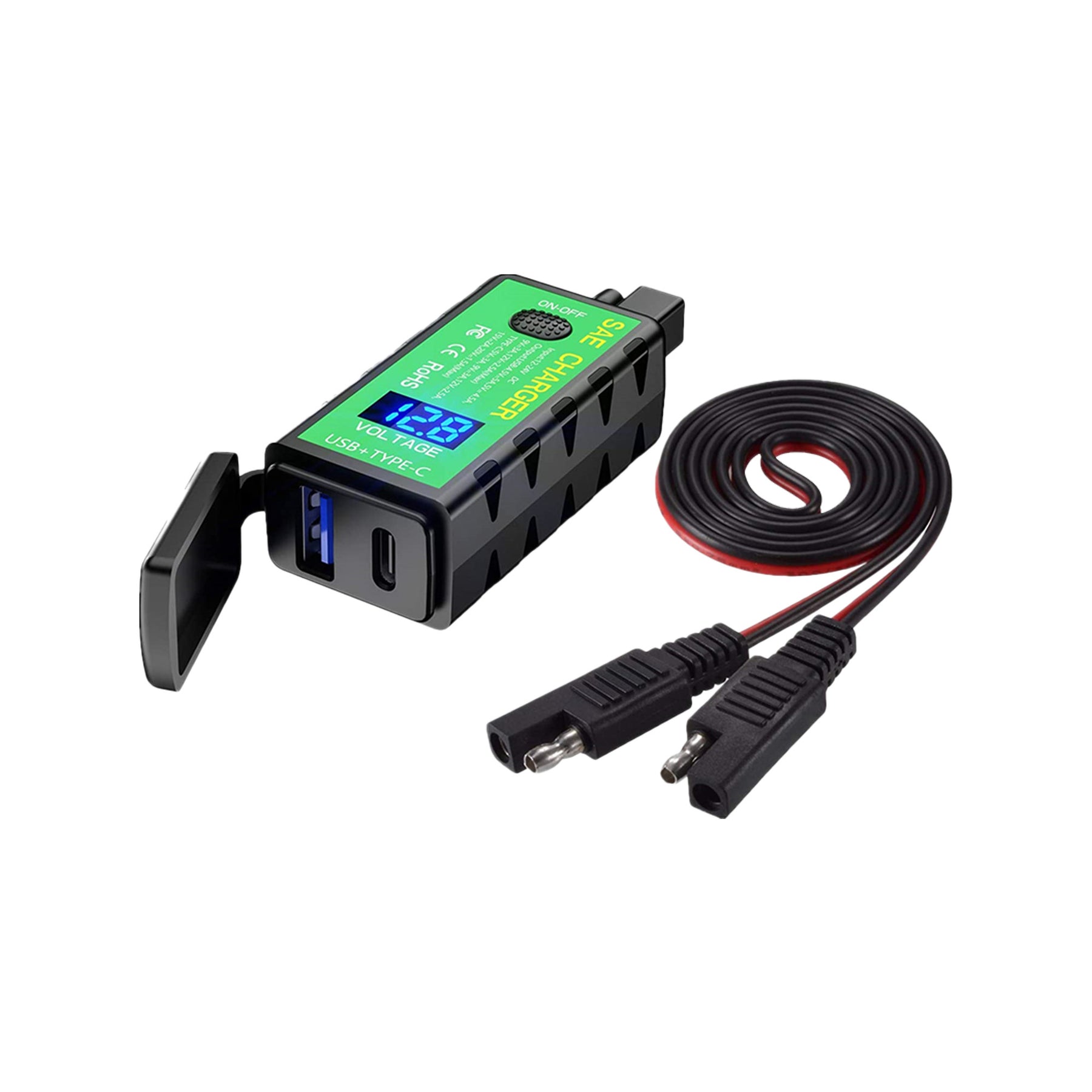 SAE Power Supply Twin USB QC3.0 & Type-c With On/Off & Voltmeter