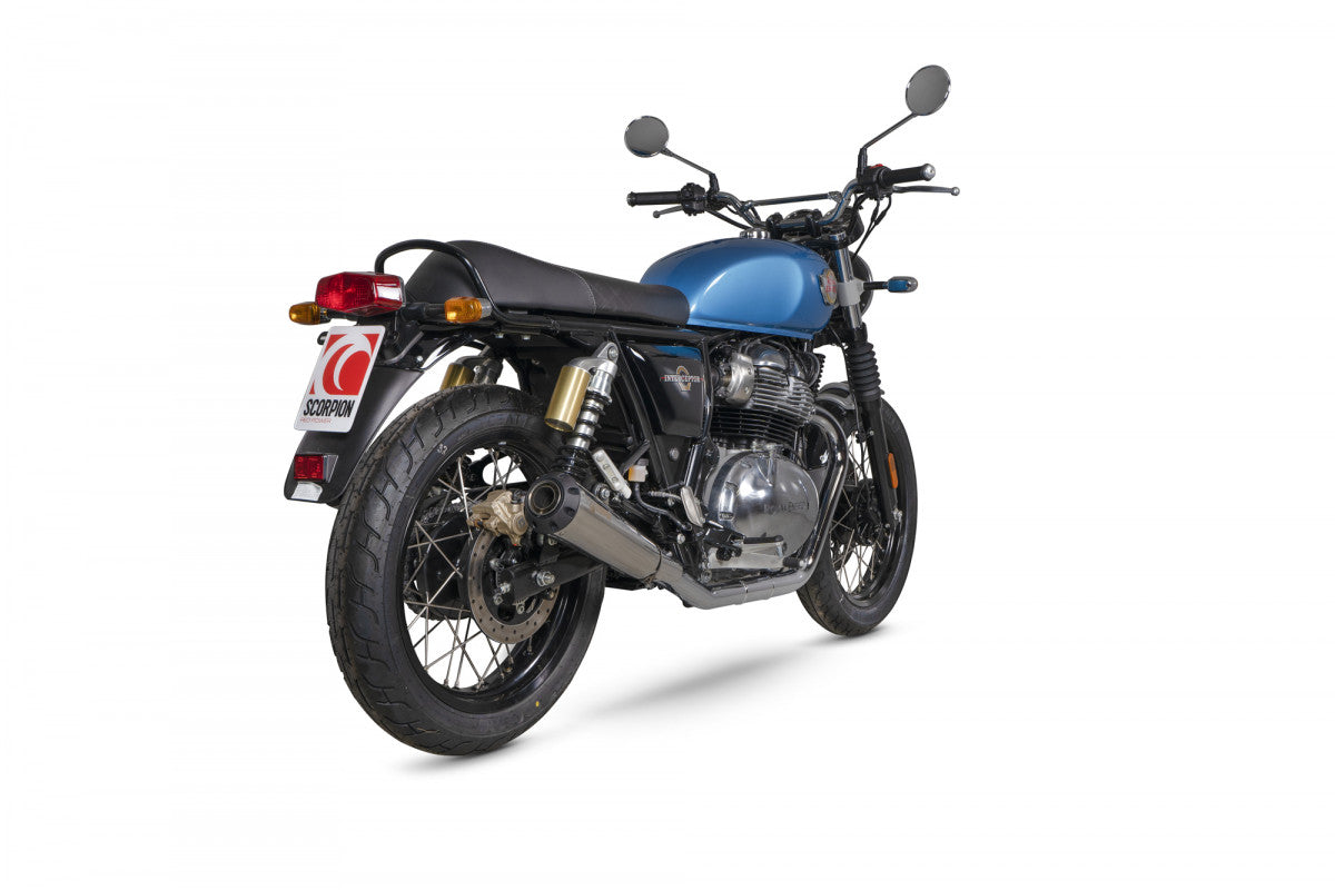 Royal Enfield Continental GT 650 (2019-2024) Scorpion Exhaust Serket Slip-On Pair - Brushed Stainless