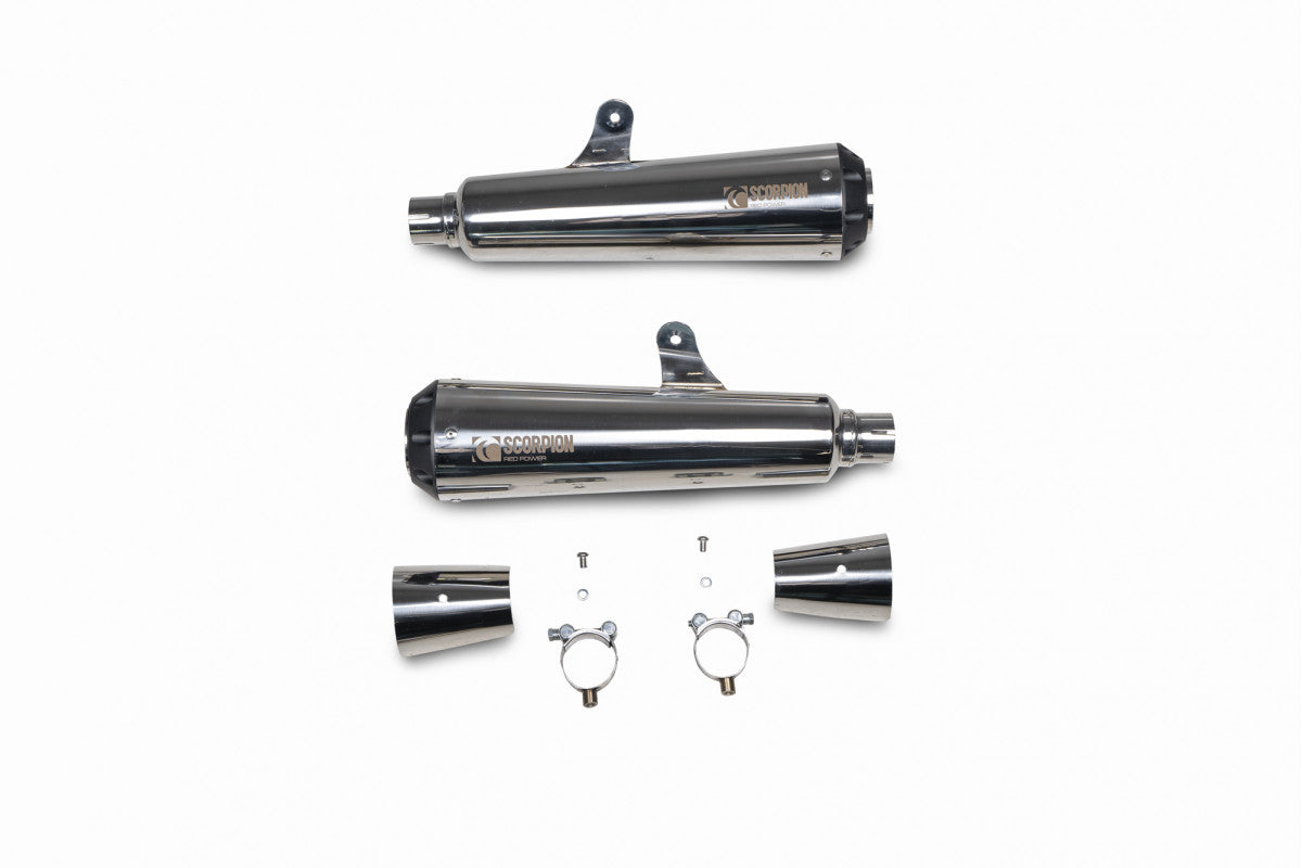 Royal Enfield Continental GT 650 (2019-2024) Scorpion Exhaust Serket Slip-On Pair - Brushed Stainless