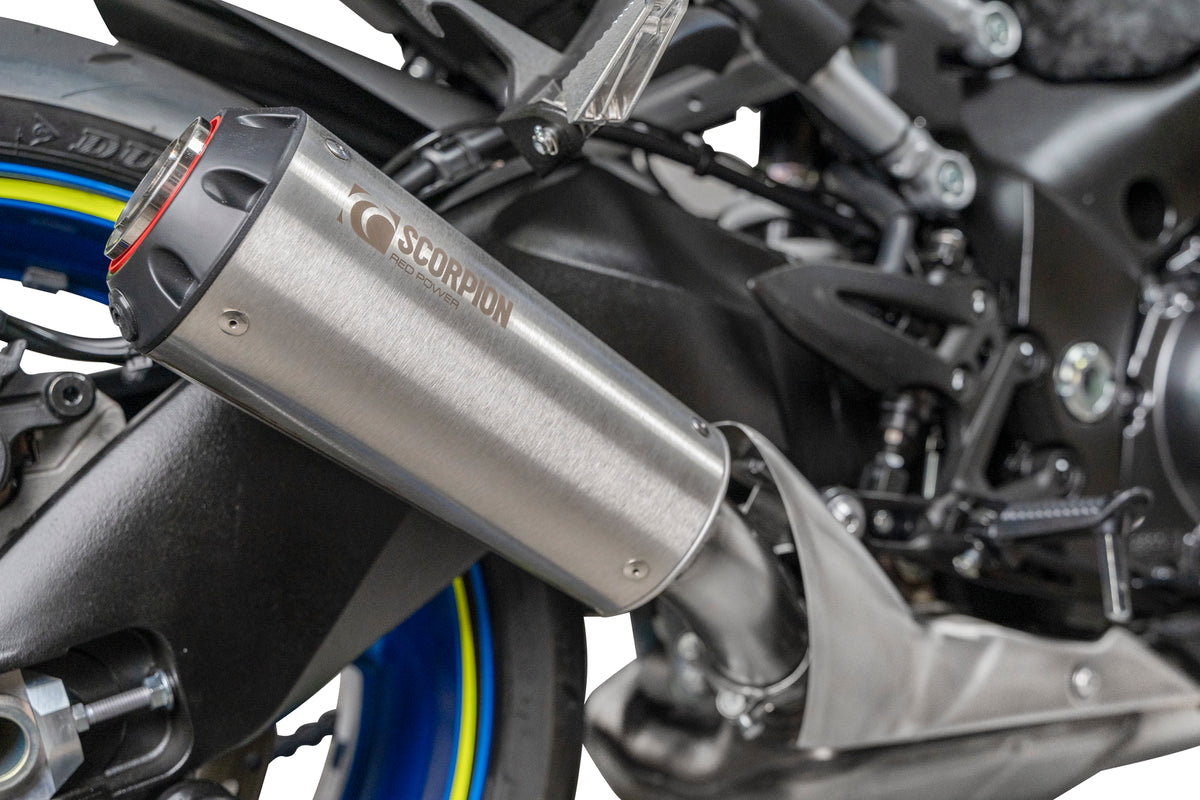 Suzuki GSX-S 1000 (2021–2025) Scorpion Exhaust Red Power Slip-on - Brushed Stainless