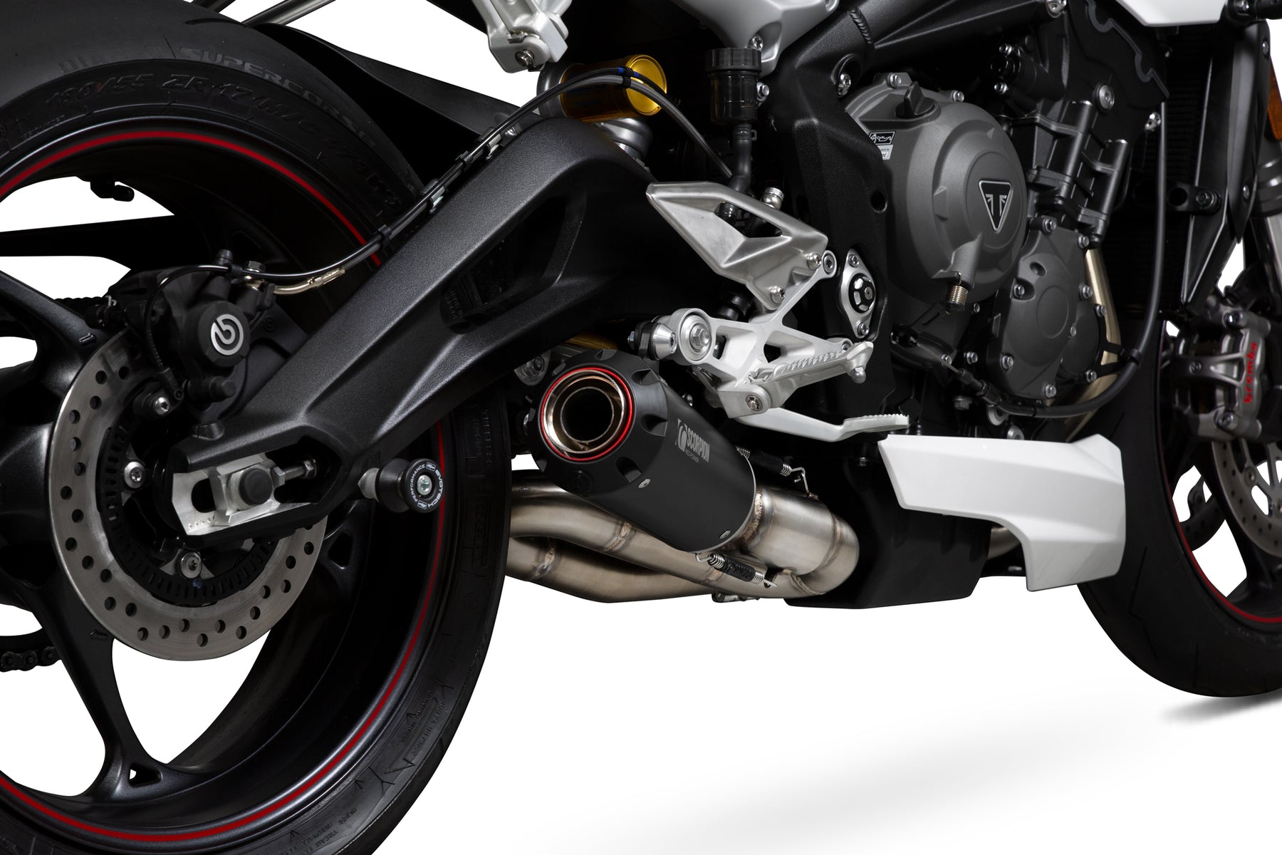 Triumph Street Triple 765 S/R/RS (2017–2019) Scorpion Exhaust Red Power Slip-on - Black Ceramic