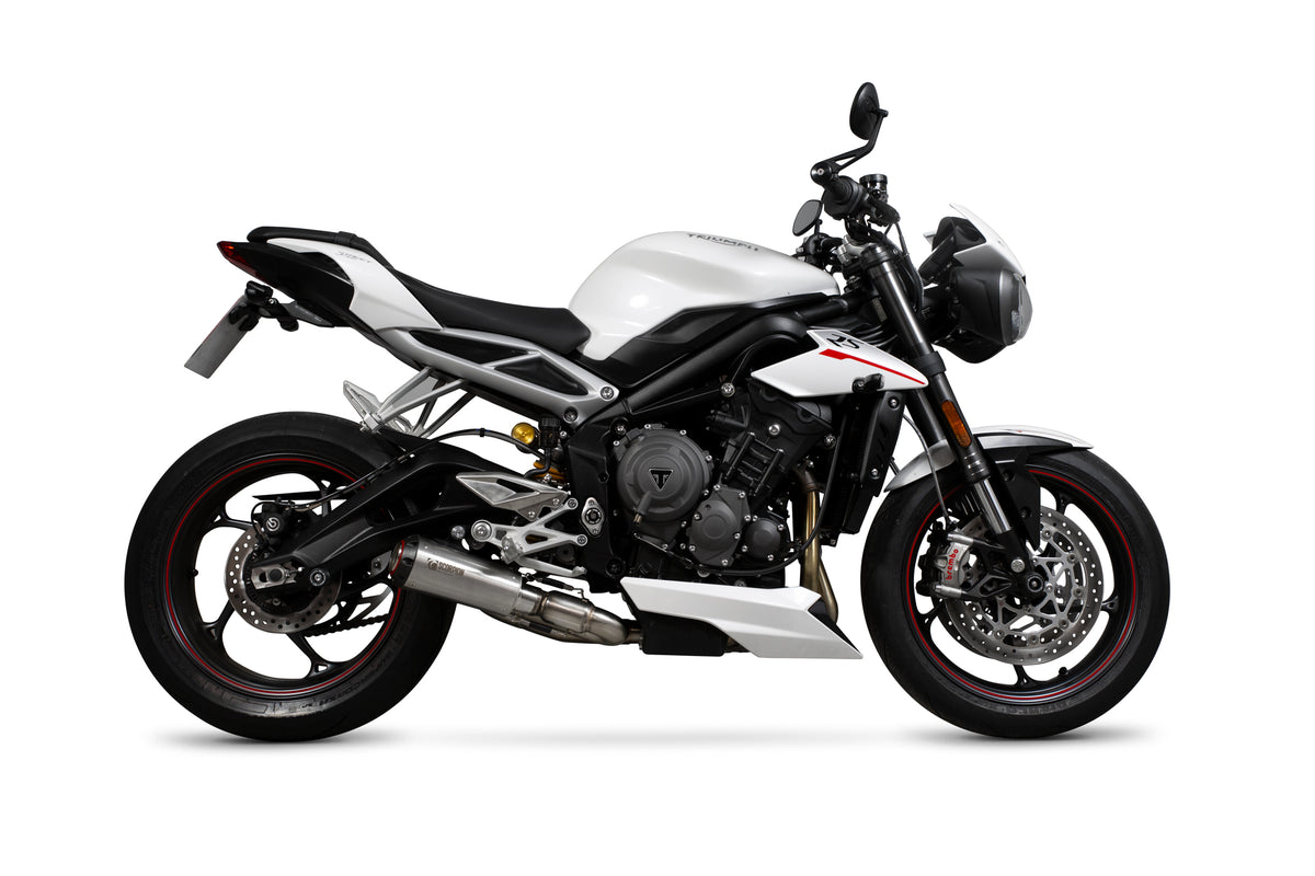 Triumph Street Triple 765 S/R/RS (2017–2019) Scorpion Exhaust Red Power Slip-on - Brushed Stainless