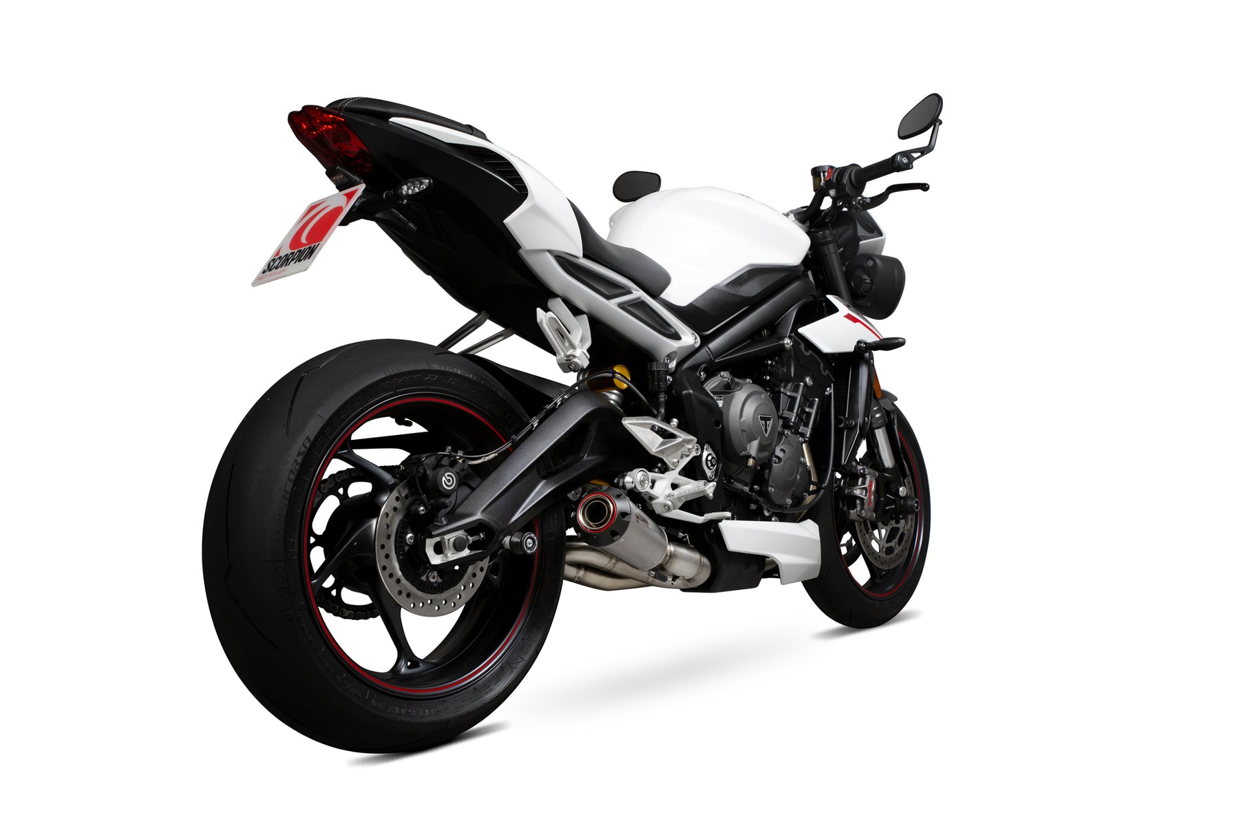 Triumph Street Triple 765 S/R/RS (2017–2019) Scorpion Exhaust Red Power Slip-on - Titanium