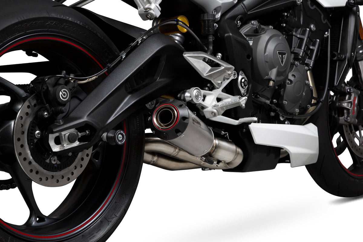 Triumph Street Triple 765 S/R/RS (2017–2019) Scorpion Exhaust Red Power Slip-on - Titanium