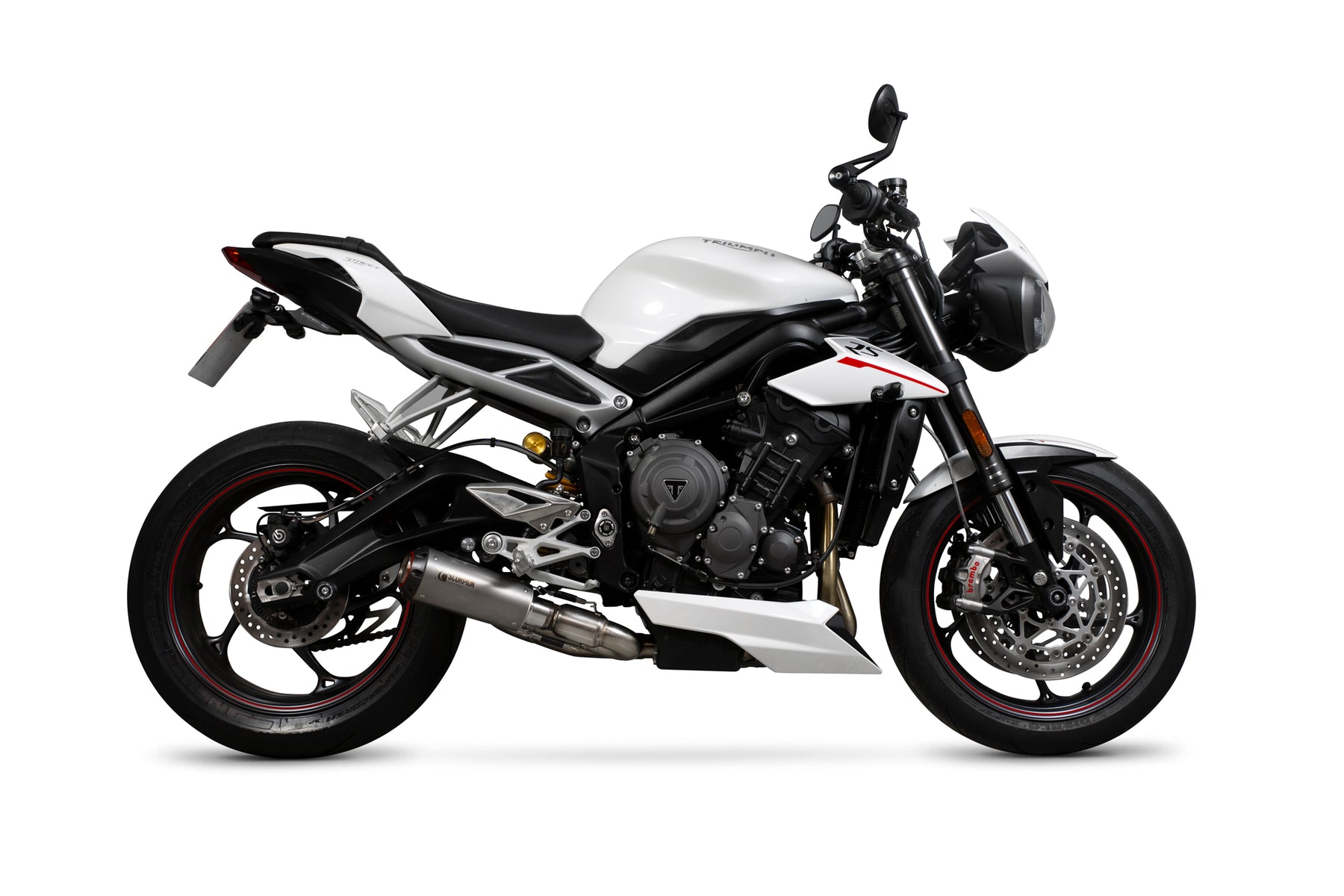 Triumph Street Triple 765 S/R/RS (2017–2019) Scorpion Exhaust Red Power Slip-on - Titanium