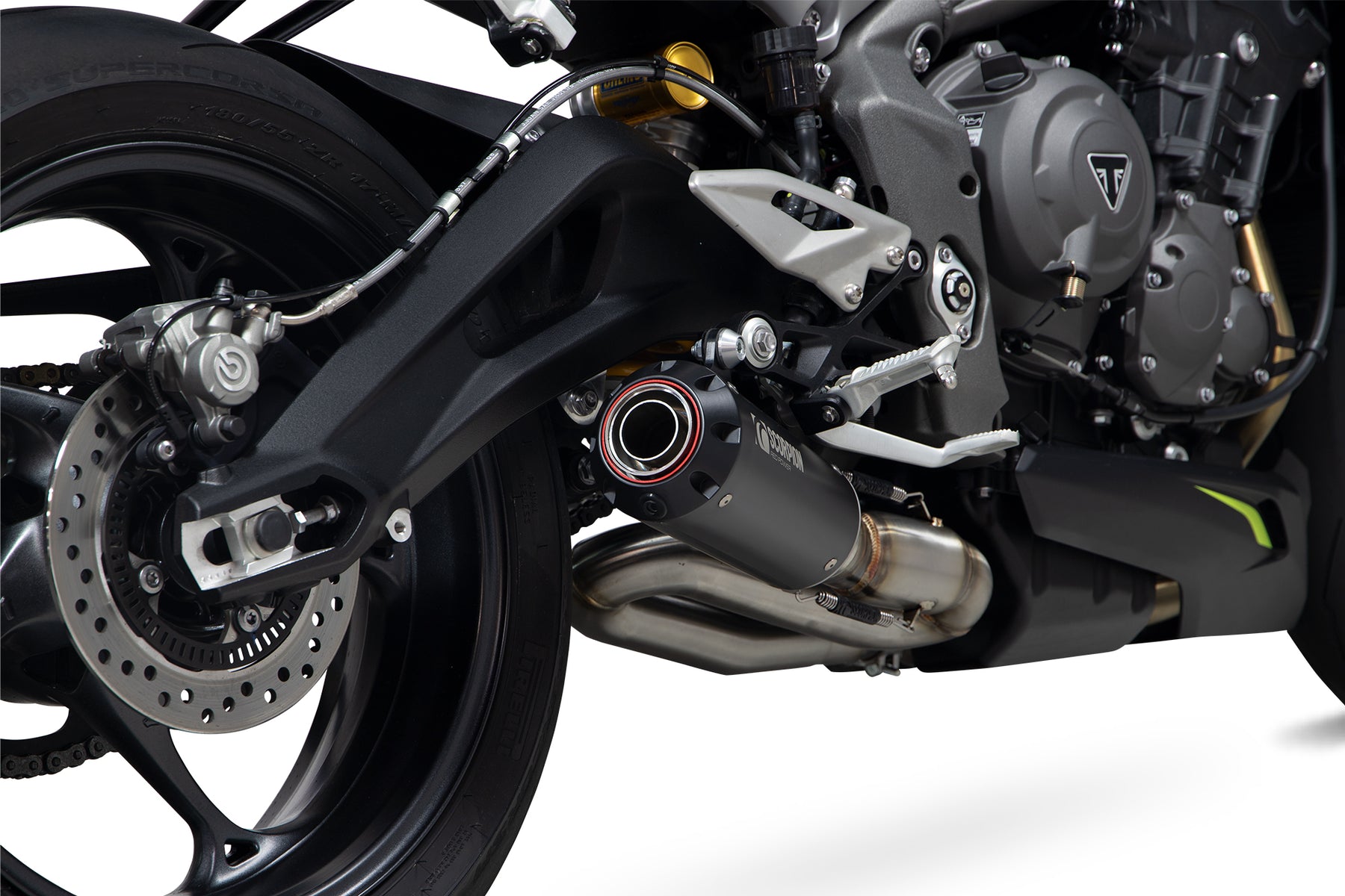 Triumph Street Triple 765 R/RS (2020–2022) Scorpion Exhaust Red Power Slip-on - Black Ceramic