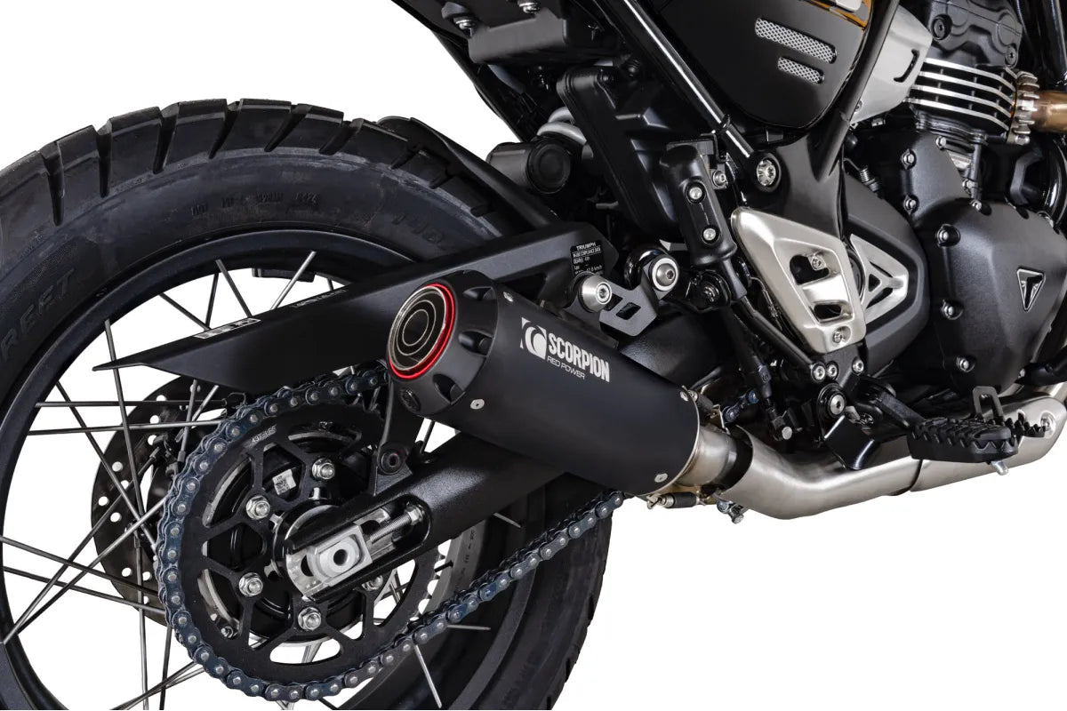 Triumph Scrambler 400 X & XC (2024-2026) SCORPION Exhaust Red Power Slip-on – Black Ceramic