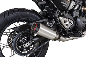 Triumph Scrambler 400 X & XC (2024-2026) SCORPION Exhaust Red Power Slip-on – Brushed Stainless Steel