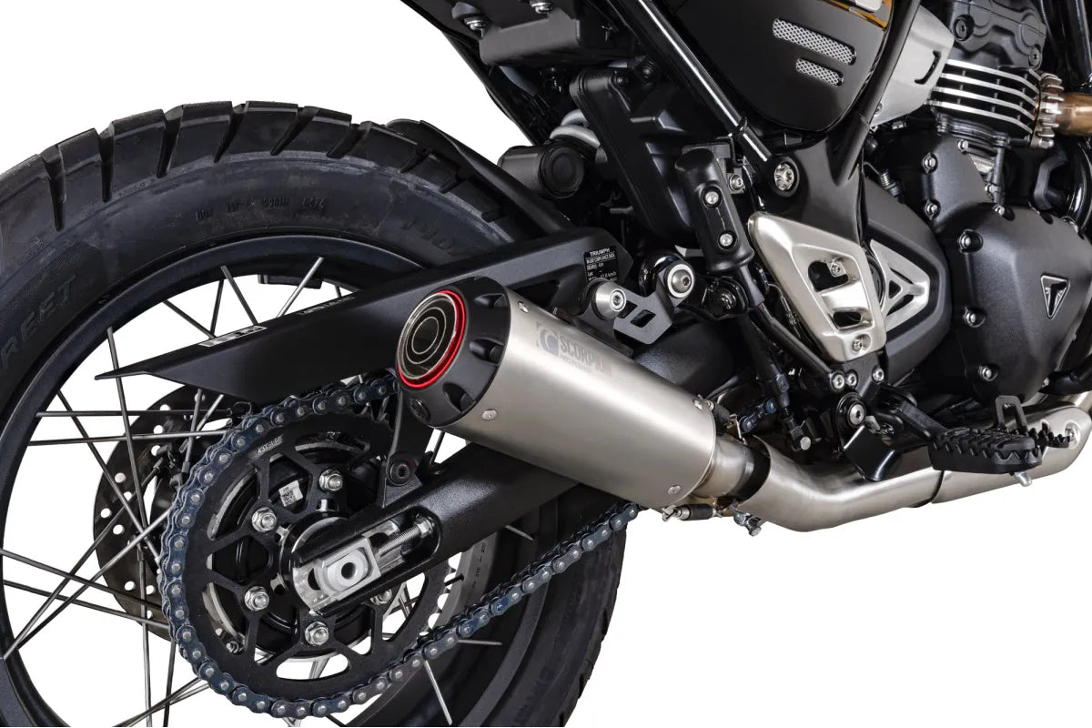 Triumph Scrambler 400 X & XC (2024-2026) SCORPION Exhaust Red Power Slip-on – Titanium