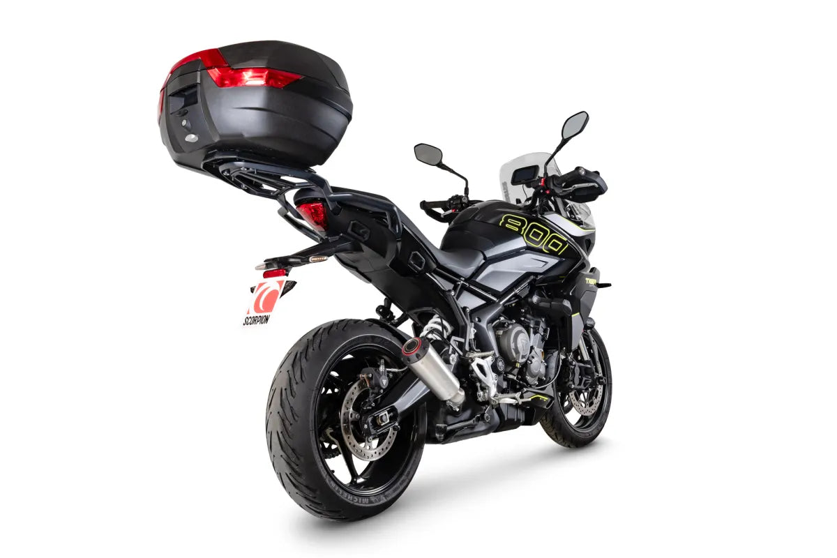 Triumph Tiger Sport 800 (2025-2026) Without Panniers SCORPION Exhaust Red Power Slip-on – Brushed Stainless Steel
