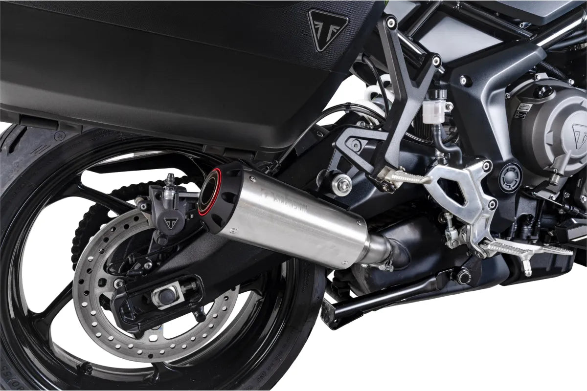 Triumph Tiger Sport 800 (2025-2026) With Panniers SCORPION Exhaust Red Power Slip-on – Brushed Stainless Steel