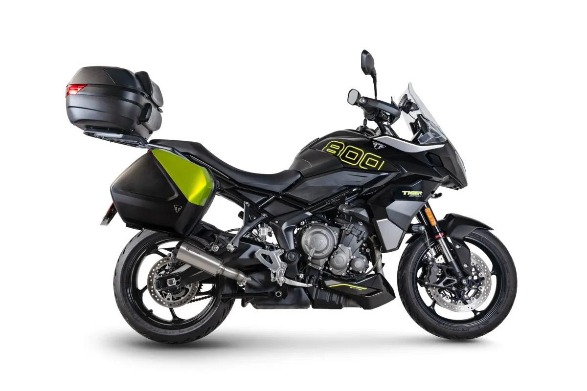 Triumph Tiger Sport 800 (2025-2026) With Panniers SCORPION Exhaust Red Power Slip-on – Brushed Stainless Steel
